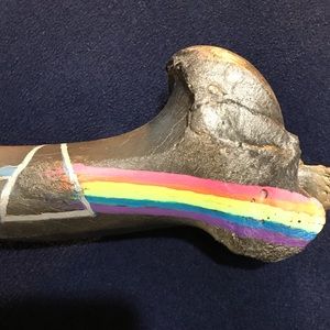 Hand painted cow bone.